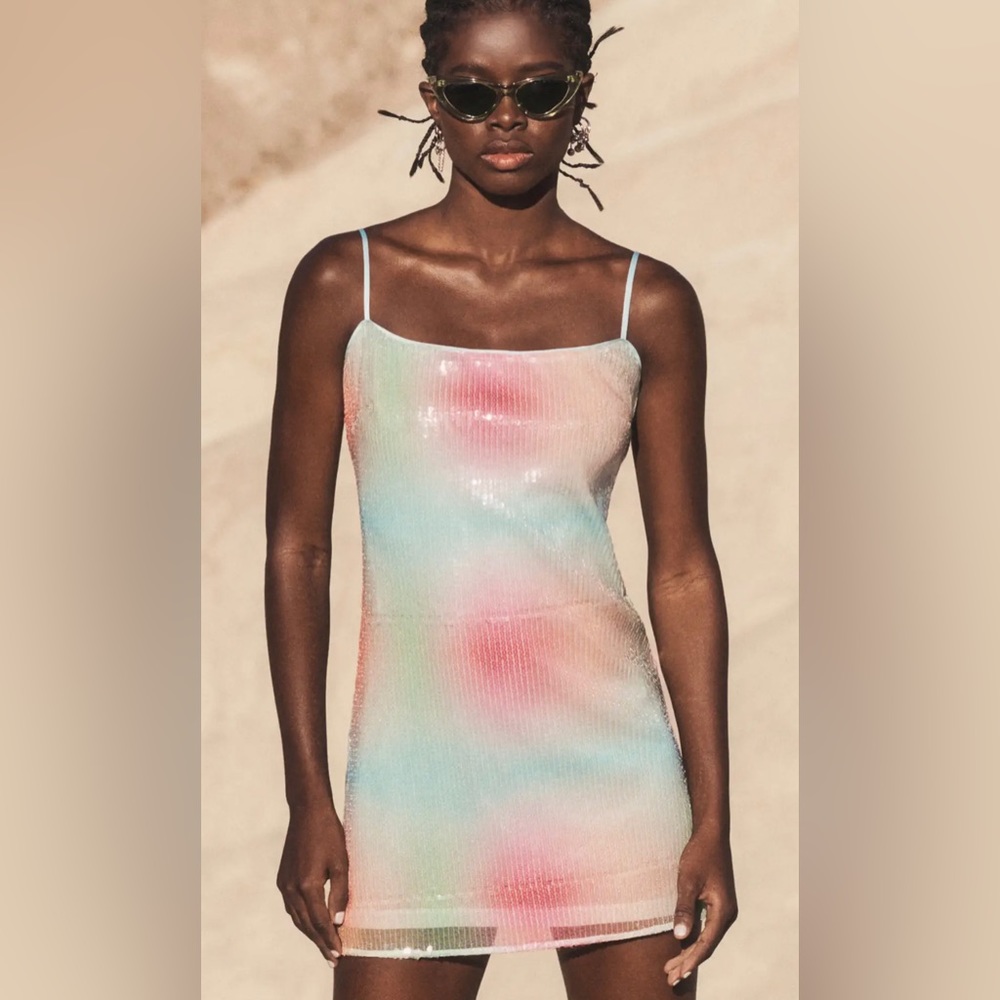 STAUD Multicolor Sequin Jenny Dress
